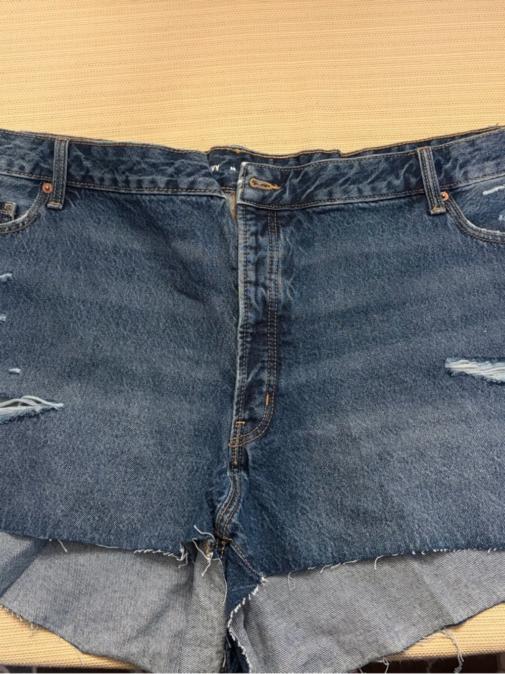 Old Navy Dark Blue and Light Blue High-Rise Denim Shorts